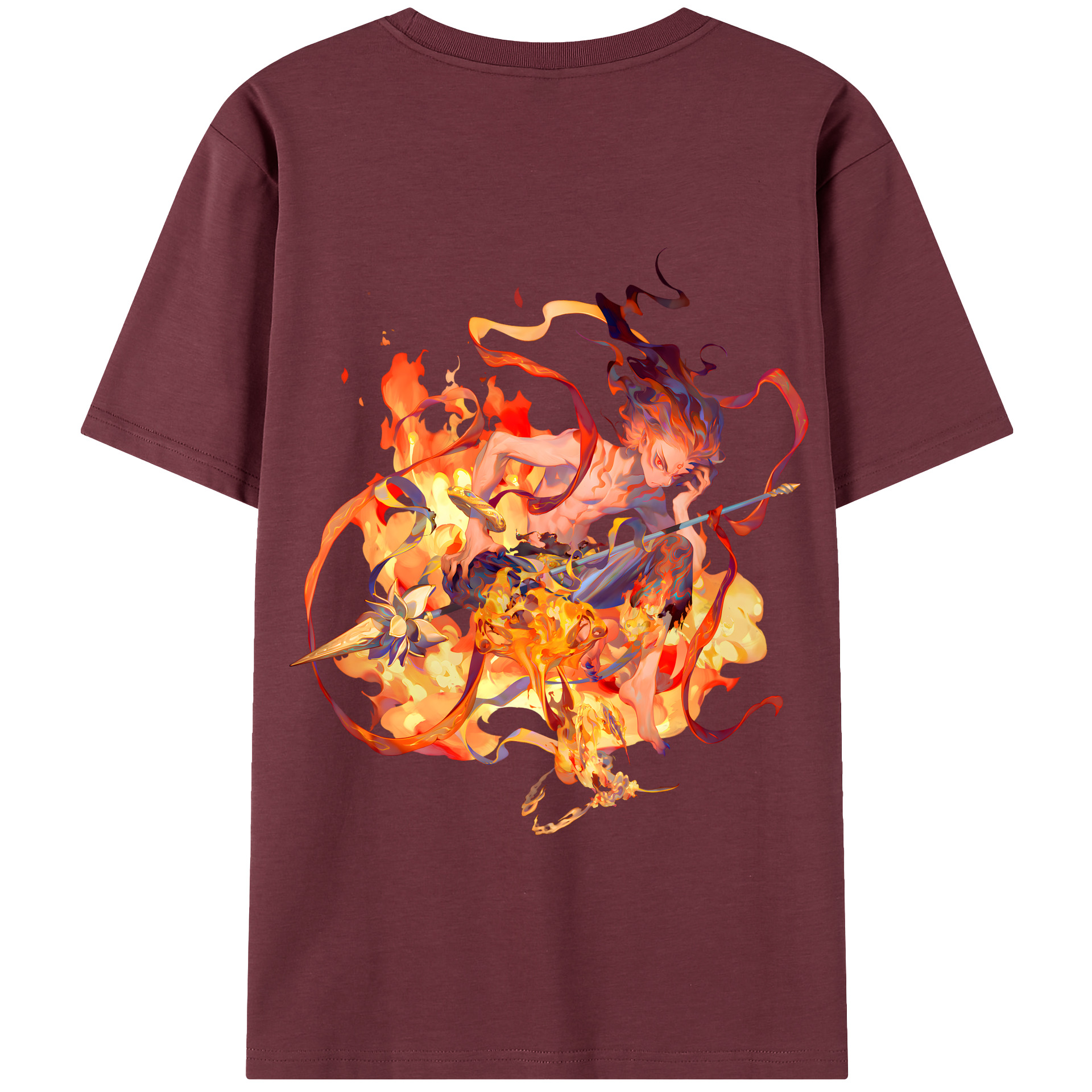 （画像用） Ne Zha 2 ナタ 魔童の大暴れ 綿100％半袖Tシャツ（背面プリント）